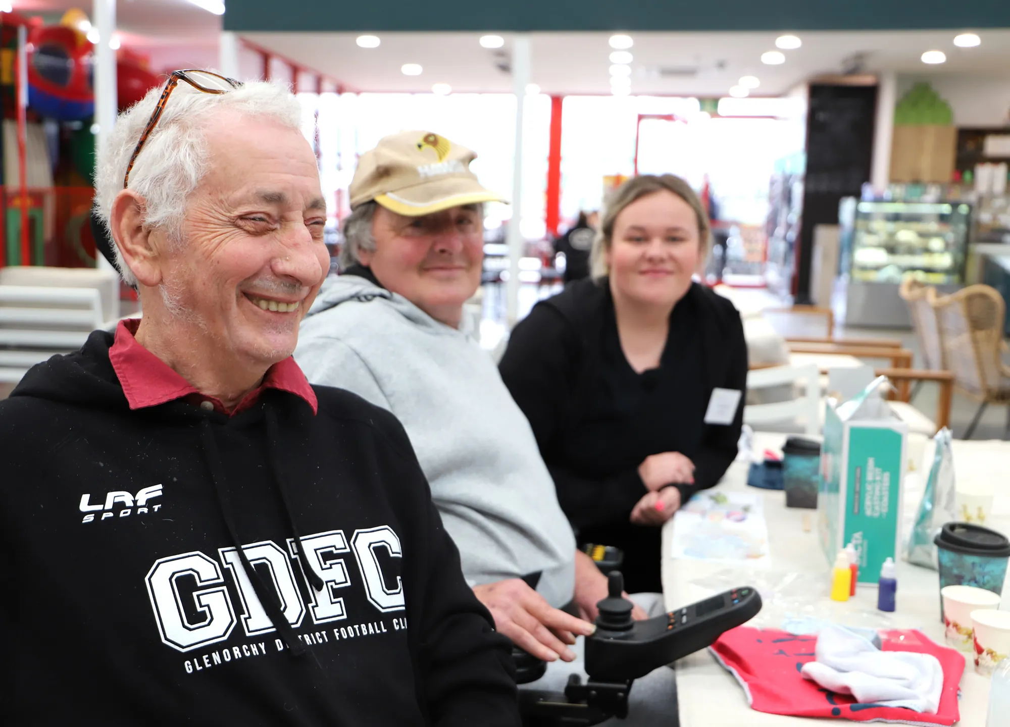 Bisdee clients and a Glenview volunteer at Bunnings craft workshop
