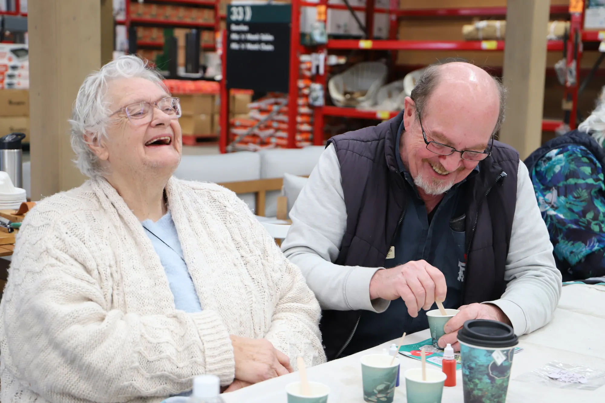Bisdee client and staff at Bunnings craft workshop